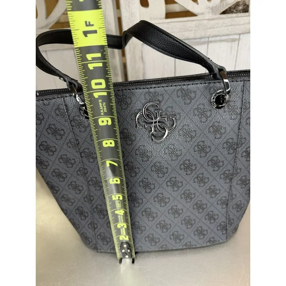 GUESS Noelle Small Gray Black Tote Bag Y2K Handbag Bag Coated Canvas
